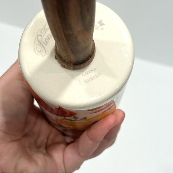 The Pioneer Woman Harvest Fall Flower Ceramic Rolling Pin w/ Acacia Handles - Picture 9 of 9